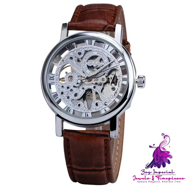 Retro Roman Style Hollow-out Mechanical Men’s Watch