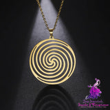 Titanium Steel Cut Hollow Vortex Round Pendant Necklace