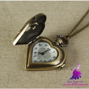 Vintage Peach Heart Hollow Pocket Watch