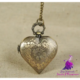 Vintage Peach Heart Hollow Pocket Watch