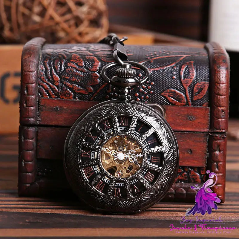 Hollow Wheel Shape Mechanical Pocket Watch