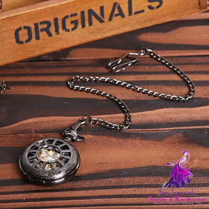 Hollow Wheel Shape Mechanical Pocket Watch