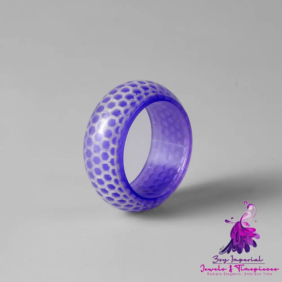 Transparent Resin Honeycomb Pattern Luminous Ring