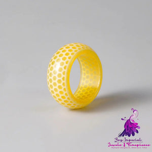 Transparent Resin Honeycomb Pattern Luminous Ring