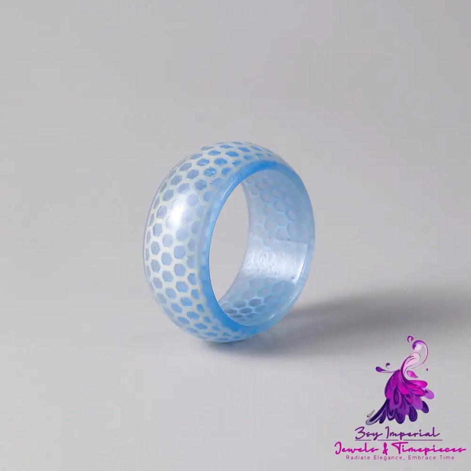 Transparent Resin Honeycomb Pattern Luminous Ring