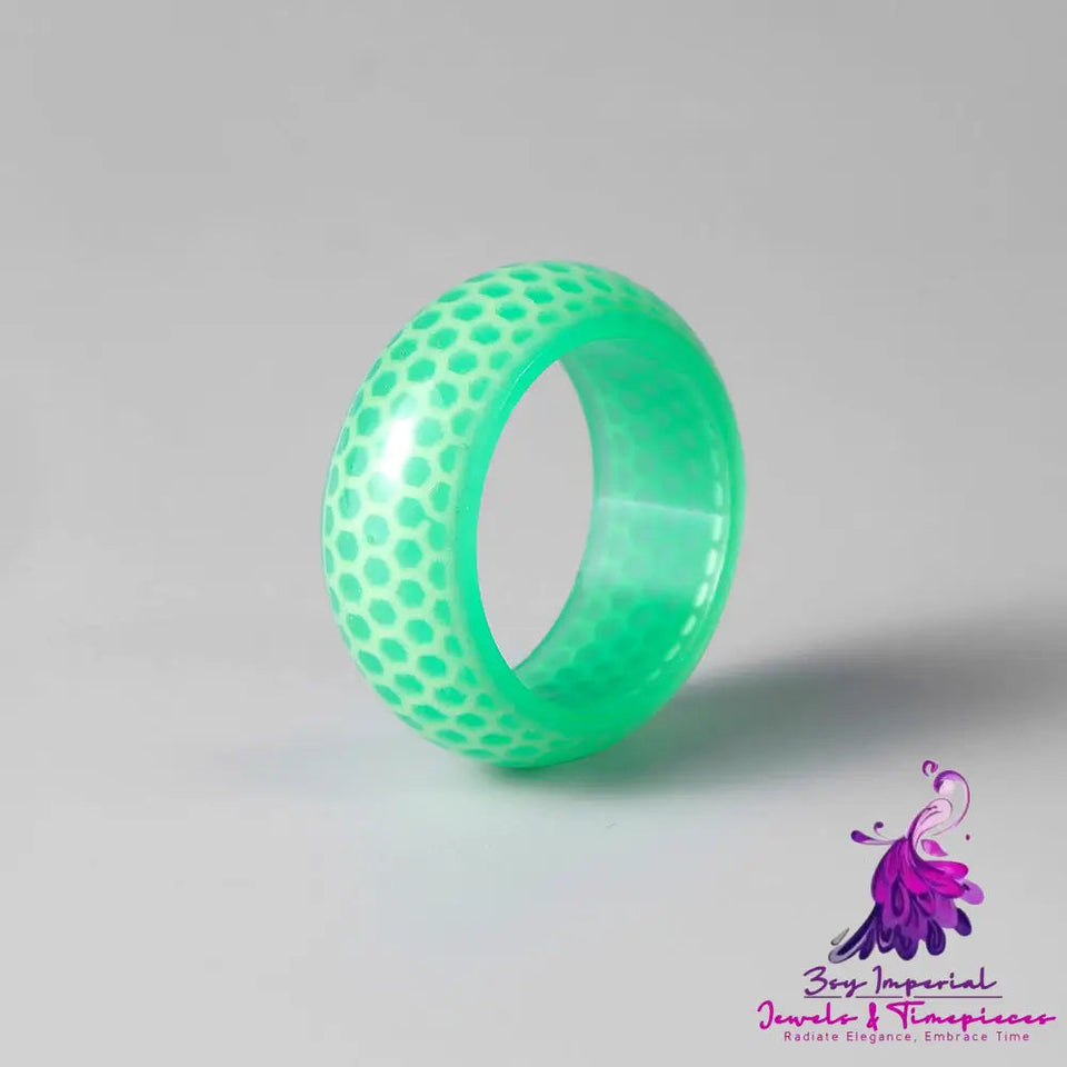 Transparent Resin Honeycomb Pattern Luminous Ring