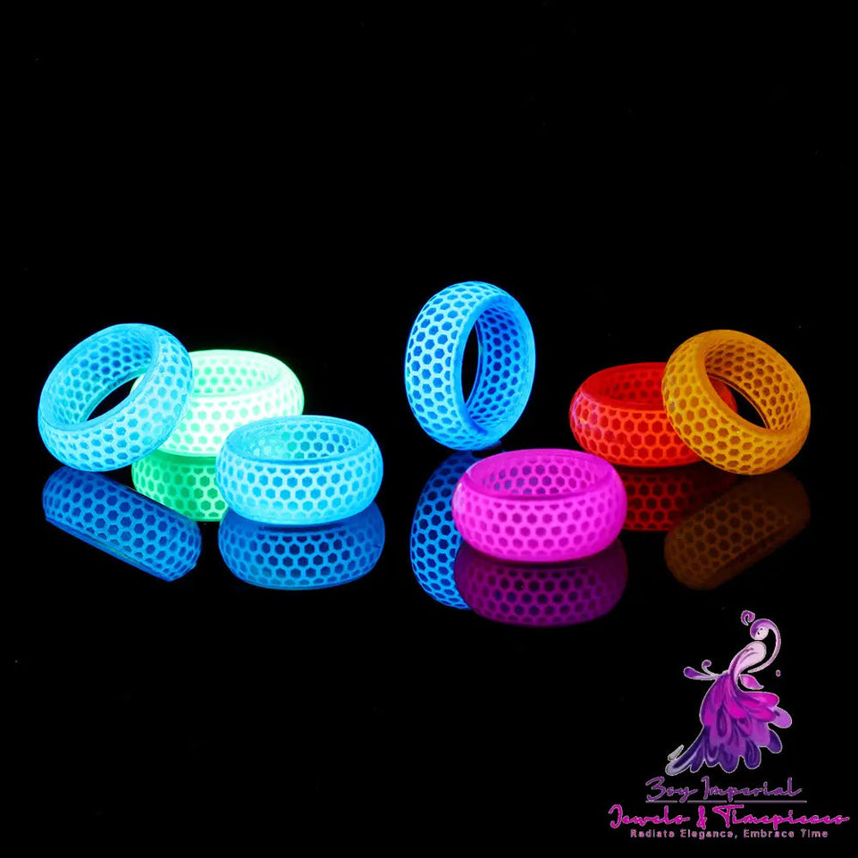 Transparent Resin Honeycomb Pattern Luminous Ring