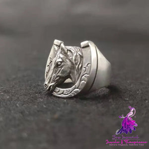 Thai Silver Horseshoe Head Zodiac Ring