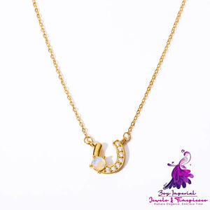 U-shaped Horseshoe Zircon Protein Necklace