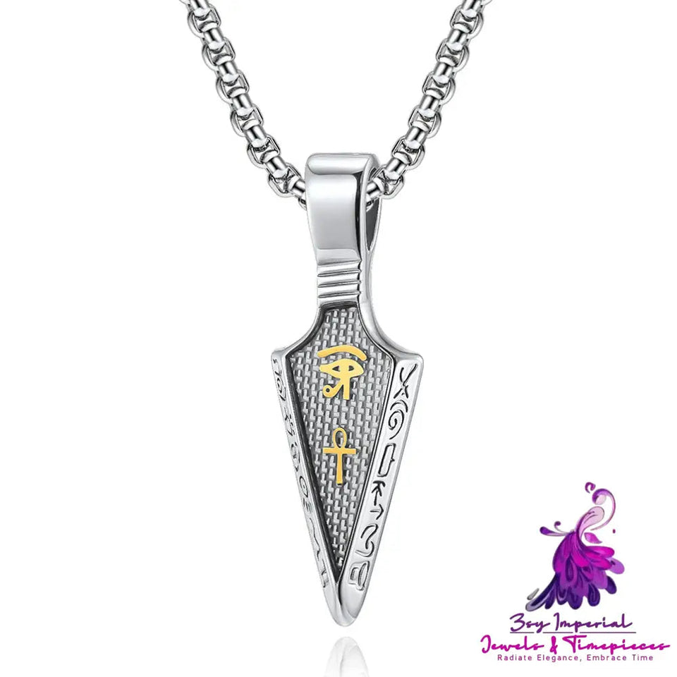 Horus Eye Anka Spear Head Stainless Steel Necklace