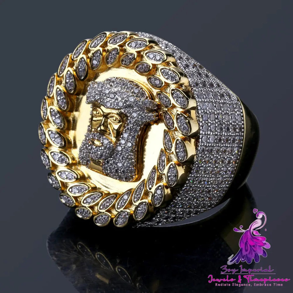 Zircon Filled Hip-hop Men’s Ring