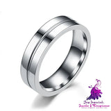 Simple Car Line Titanium Steel Zircon Ring