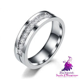 Simple Car Line Titanium Steel Zircon Ring