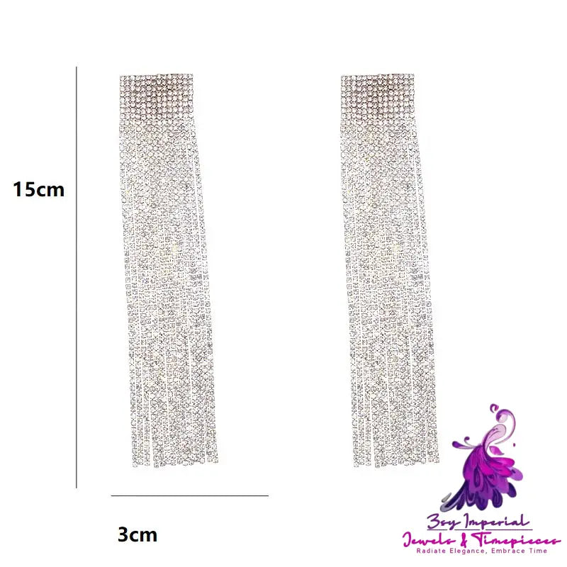 Long Rhinestone Claw Chain Earrings