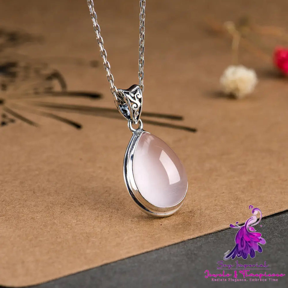 S925 Silver Powder Crystal Pendant Necklace Women’s