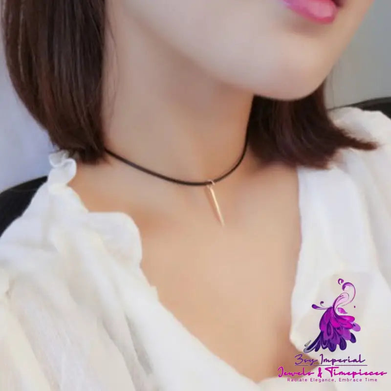 Casual Wax Line Metal Strip Necklace