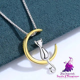 Cat Moon Pendant Necklace