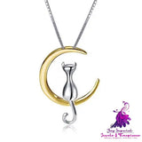 Cat Moon Pendant Necklace