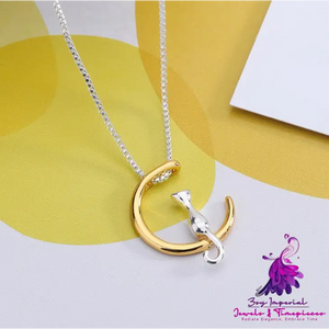 Cat Moon Pendant Necklace