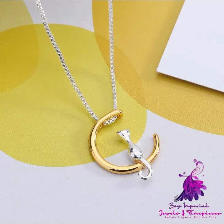 Cat Moon Pendant Necklace