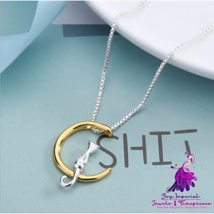 Cat Moon Pendant Necklace