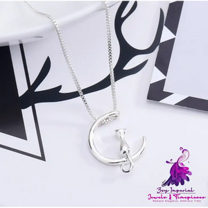 Cat Moon Pendant Necklace