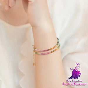 Extra Fine 2mm Rainbow Small Tourmaline Bracelet For Women