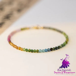 Extra Fine 2mm Rainbow Small Tourmaline Bracelet For Women