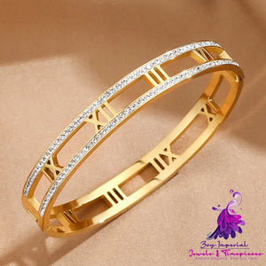 Electroplated 18K Real Gold Roman Numerals Bracelet