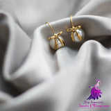 Bow Ribbon Pearl Earrings