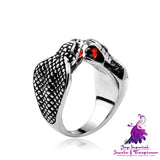 Titanium Steel Red Diamond Snake Ring