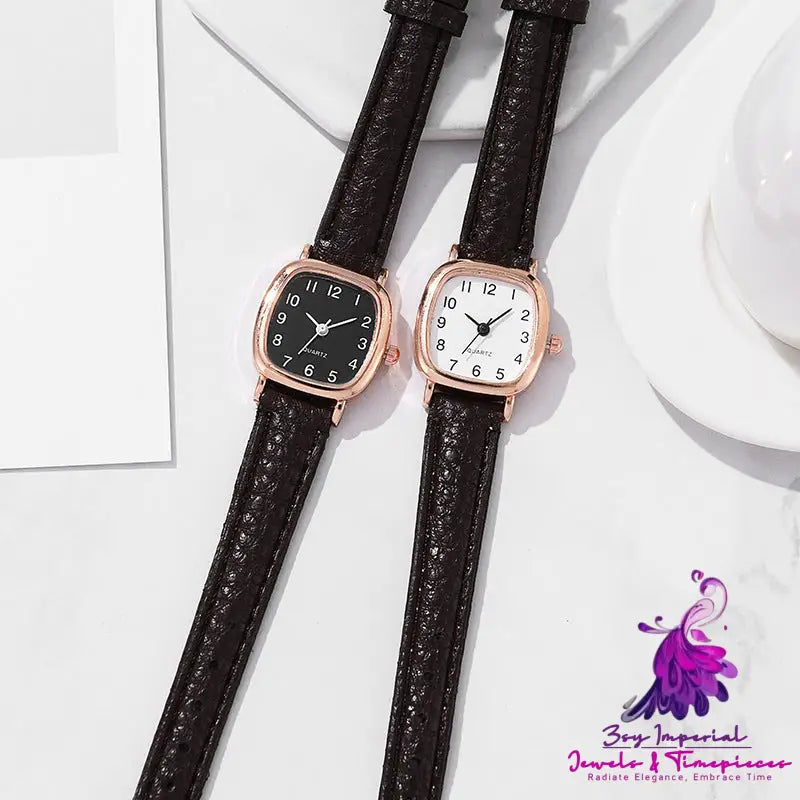 Stainless Steel Imitation Leather Women’s Watch