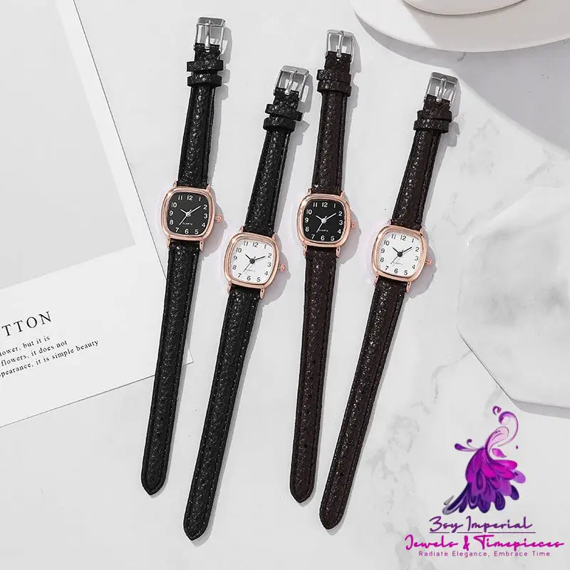 Stainless Steel Imitation Leather Women’s Watch