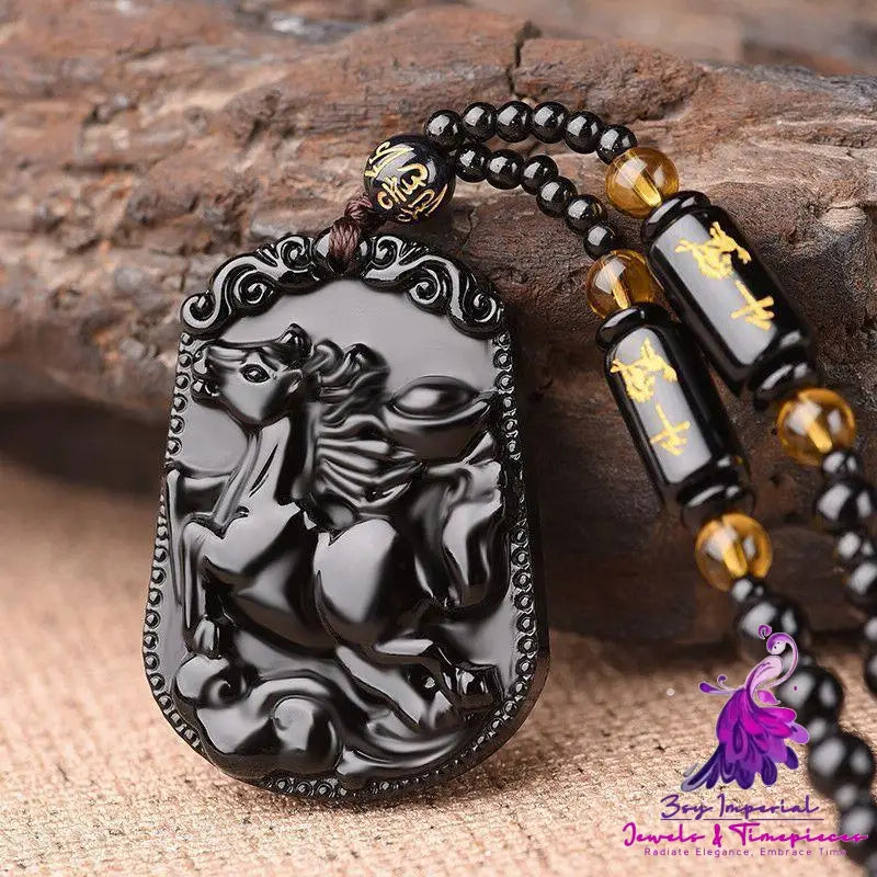 Imitation Obsidian Men’s Necklace