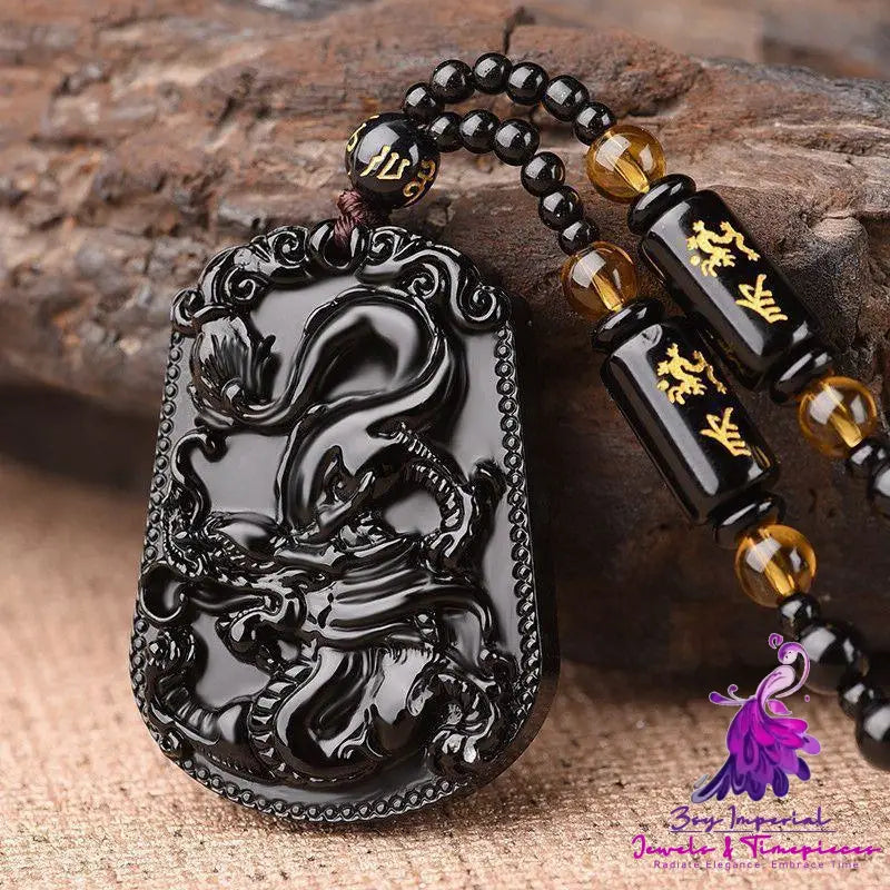 Imitation Obsidian Men’s Necklace