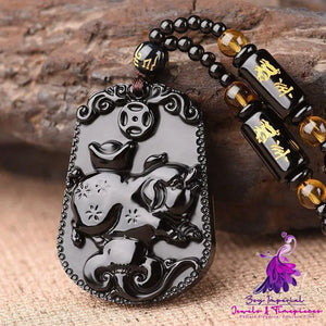 Imitation Obsidian Men’s Necklace