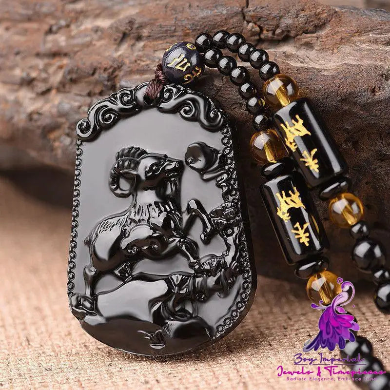 Imitation Obsidian Men’s Necklace