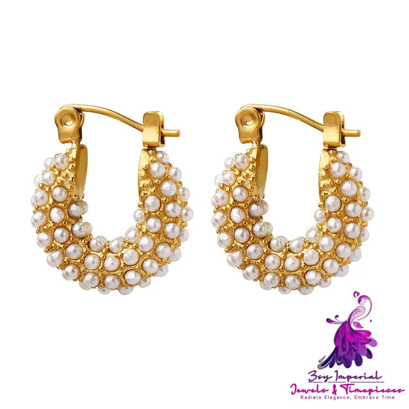 French U-shaped Pearl Earrings