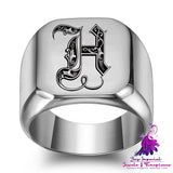 26 English Initial Letters Titanium Steel Rings