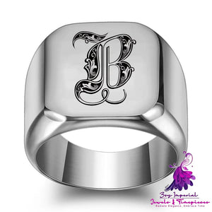 26 English Initial Letters Titanium Steel Rings