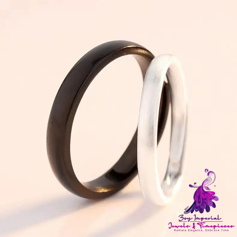 Silver Live Mouth Ring Intertwined Love Couple