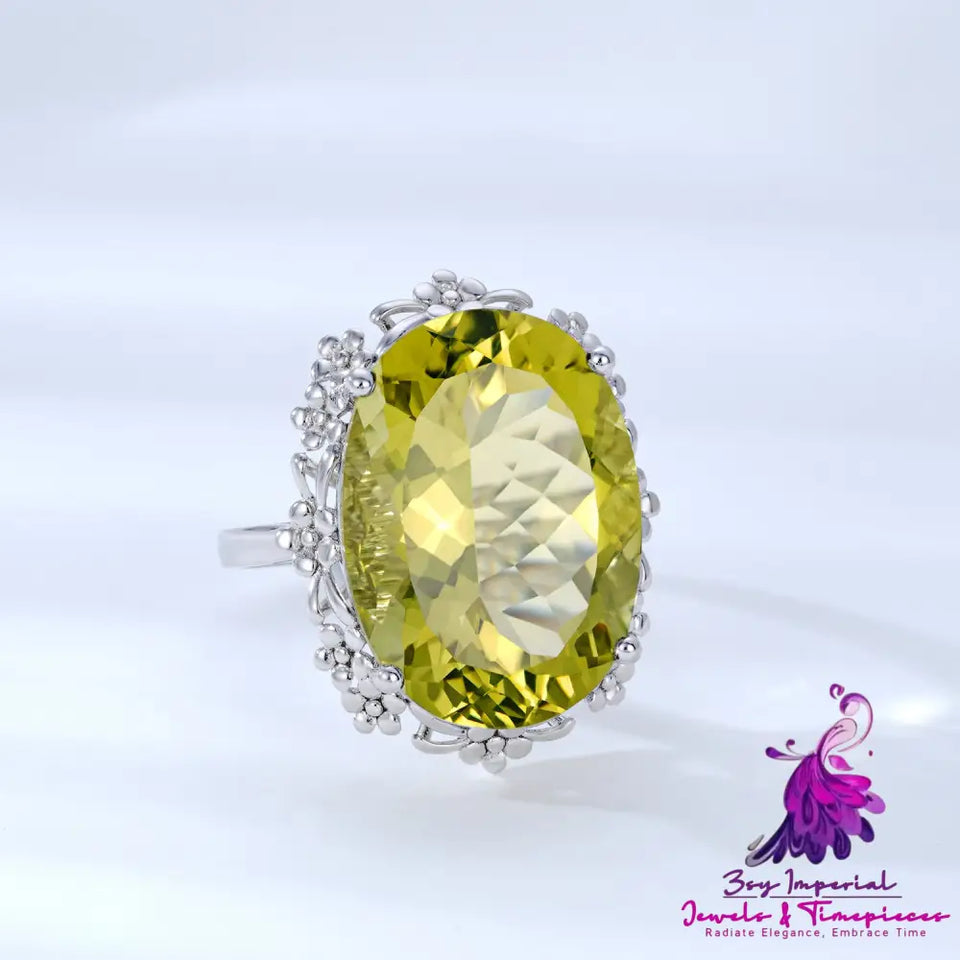 Luxury Lemon Crystal Ring