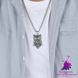 Jewelry Titanium Steel Owl Skull Necklace