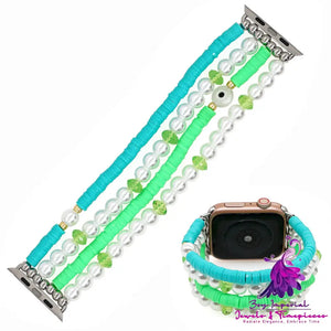 Pottery Glass Pearl Beaded Watch Strap