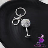 Metal Three-dimensional Wine Glass Design Keychain