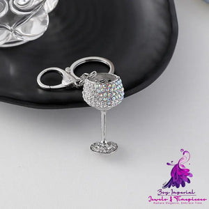 Metal Three-dimensional Wine Glass Design Keychain