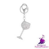 Metal Three-dimensional Wine Glass Design Keychain