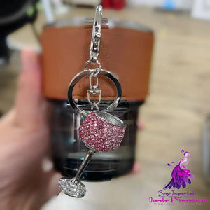 Metal Three-dimensional Wine Glass Design Keychain