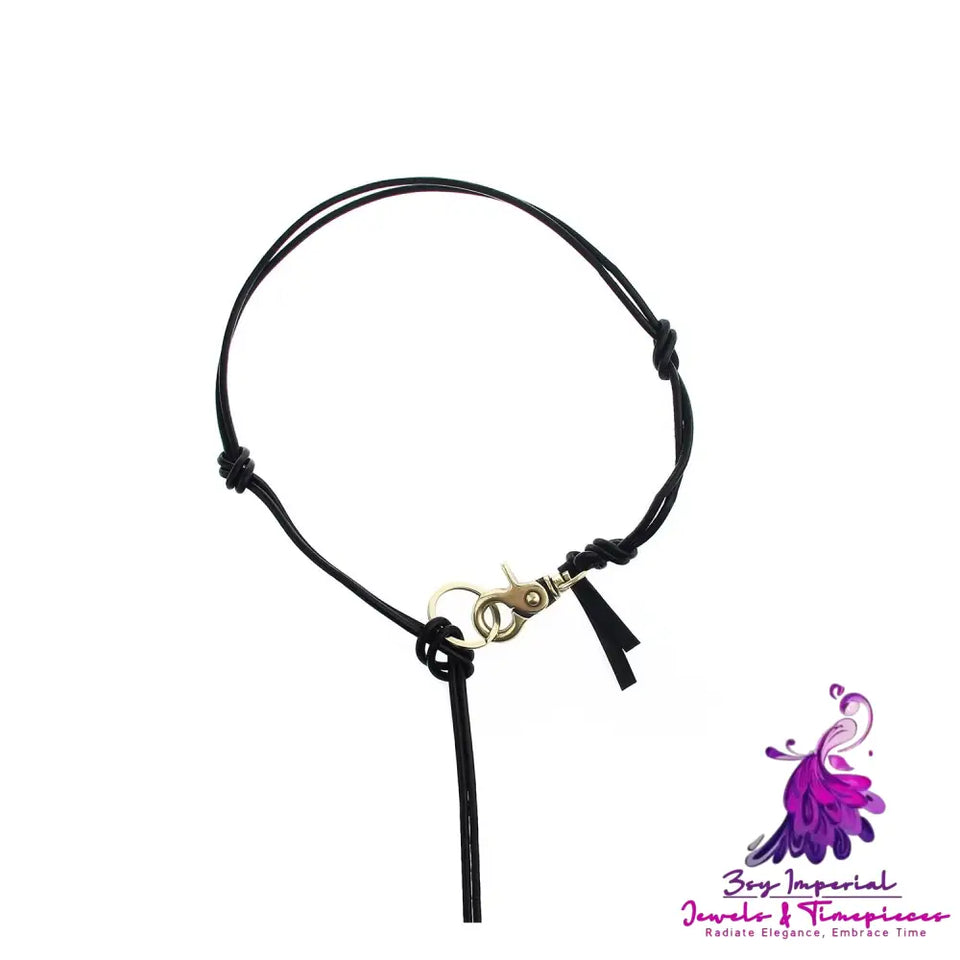 Spliced PU Leather Keychain Necklace