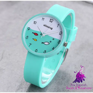 Girls Color Silicone Strap Cartoon Watch